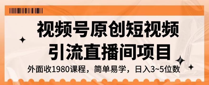 视频号原创短视频引流直播间项目，日入3~5五位数【揭秘】-情久项目网