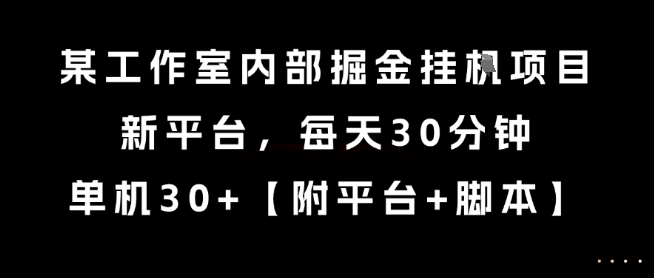 某工作室内部掘金挂G项目，新平台，每天30分钟，单机30+【揭秘】-情久项目网