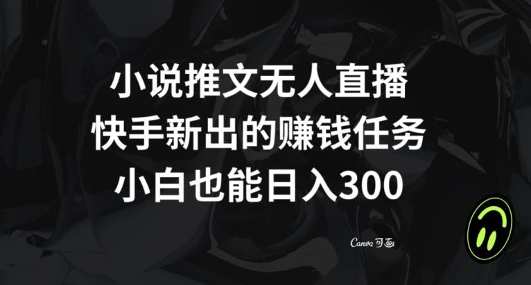 小说推文无人直播，快手新出的赚钱任务，小白也能日入300+【揭秘】-情久项目网