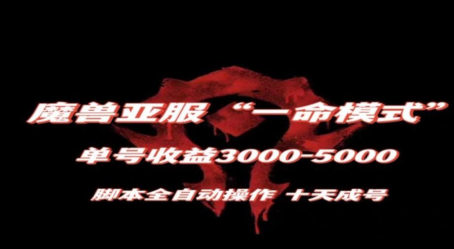 魔兽亚服一命模式，10天成号-单号3千-5千，脚本全自动操作，保姆级教学【揭秘】-情久项目网