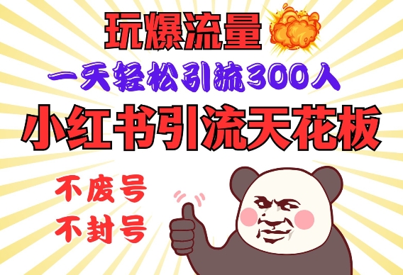 小红书引流天花板，玩爆流量，一天轻松引流300人，安全操作-情久项目网