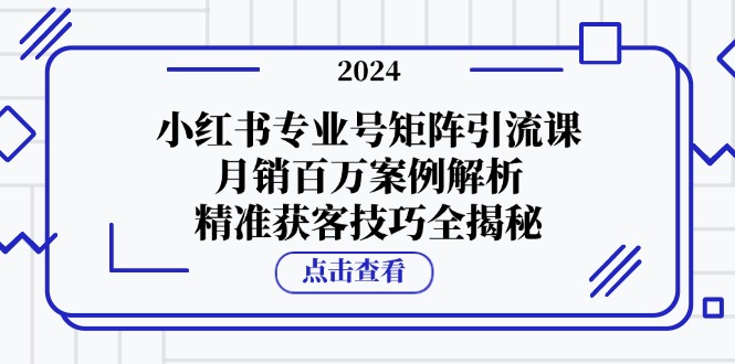 小红书专业号矩阵引流课，月销百万案例解析，精准获客技巧全揭秘-情久项目网