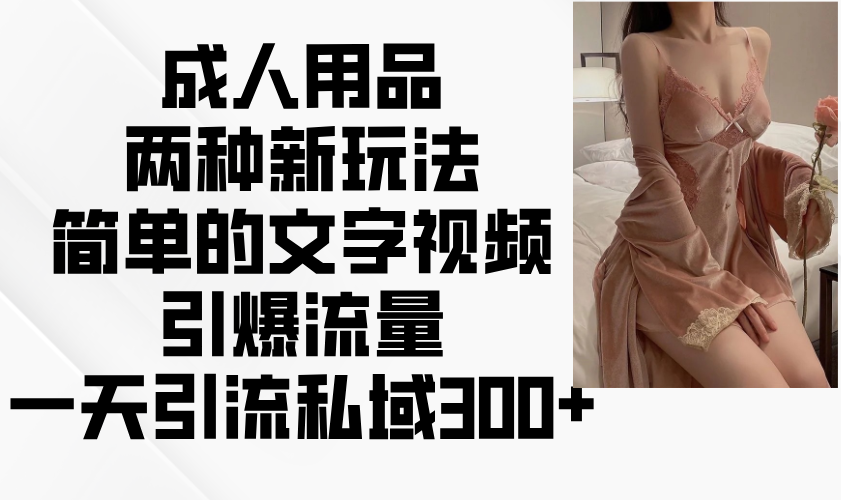 成人用品两种新玩法，简单的文字视频引爆流量，一天引流私域300+-情久项目网