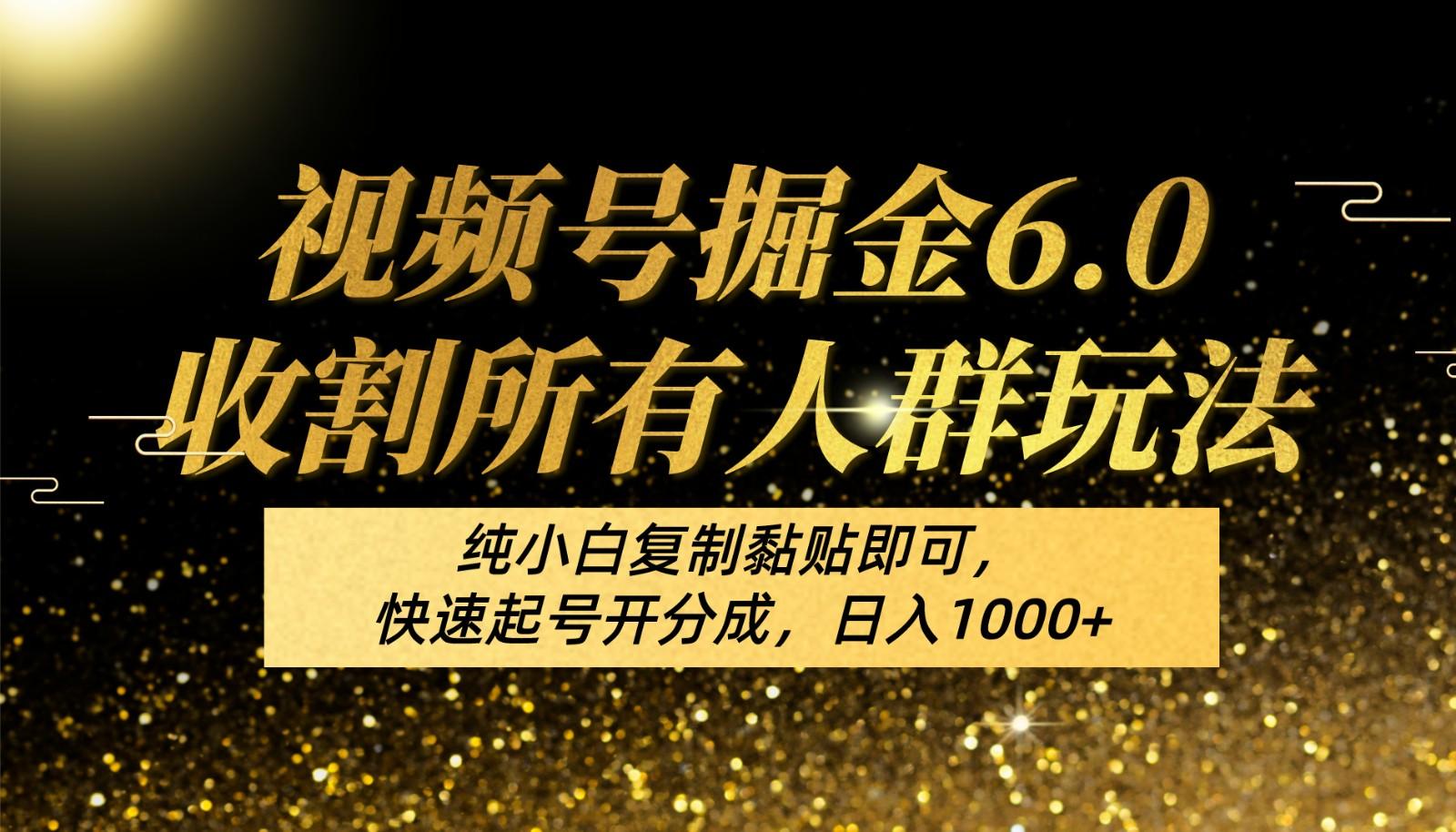 视频号掘金6.0收割所有人群玩法！纯小白复制黏贴即可，快速起号开分成，日入1000+-情久项目网