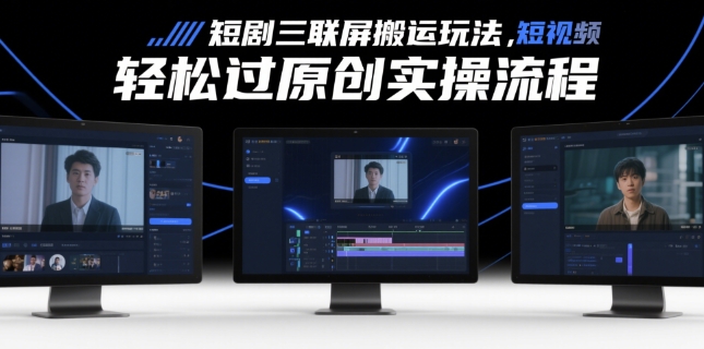短剧三联屏搬运玩法，短剧搬运轻松过原创实操流程-情久项目网