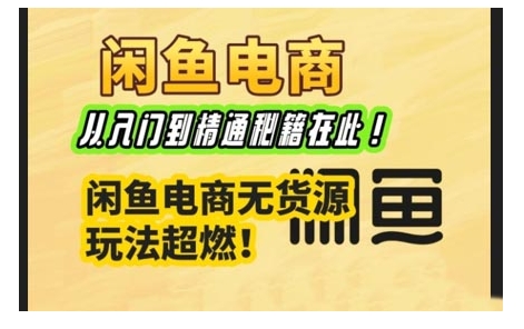 闲鱼电商实战课，从入门到精通秘籍在此，闲鱼电商无货源玩法超燃!-情久项目网