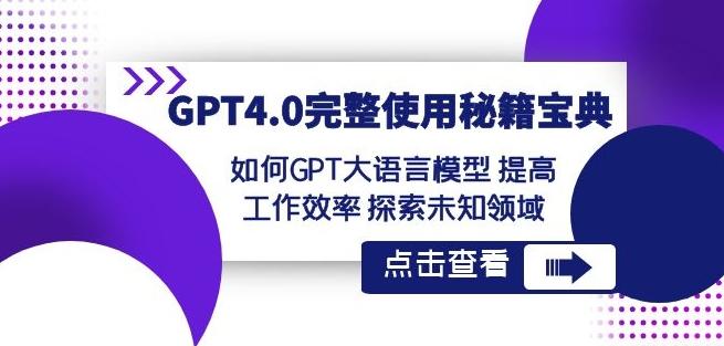 GPT4.0完整使用-秘籍宝典：如何GPT大语言模型提高工作效率探索未知领域-情久项目网