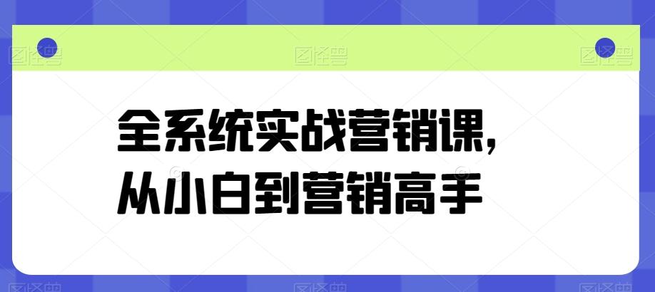 全系统实战营销课，从小白到营销高手-情久项目网