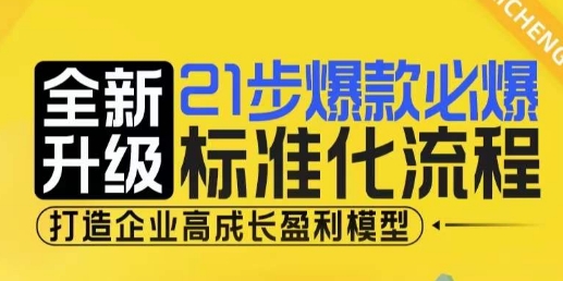 21步爆款必爆标准化流程，全新升级，打造企业高成长盈利模型-情久项目网