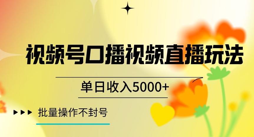 视频号囗播视频直播玩法，单日收入5000+，批量操作不封号【揭秘】-情久项目网