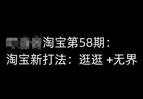 淘宝第58期培训课程，淘宝新打法：逛逛 +无界-情久项目网