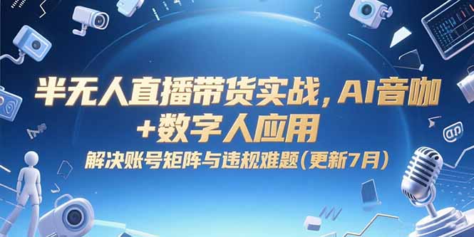 半无人直播带货实战，AI音咖+数字人应用 解决账号矩阵与违规难题(更新7月-情久项目网