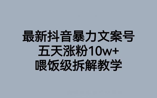最新抖音暴力文案号，五天涨粉10w+，喂饭级拆解教学-情久项目网