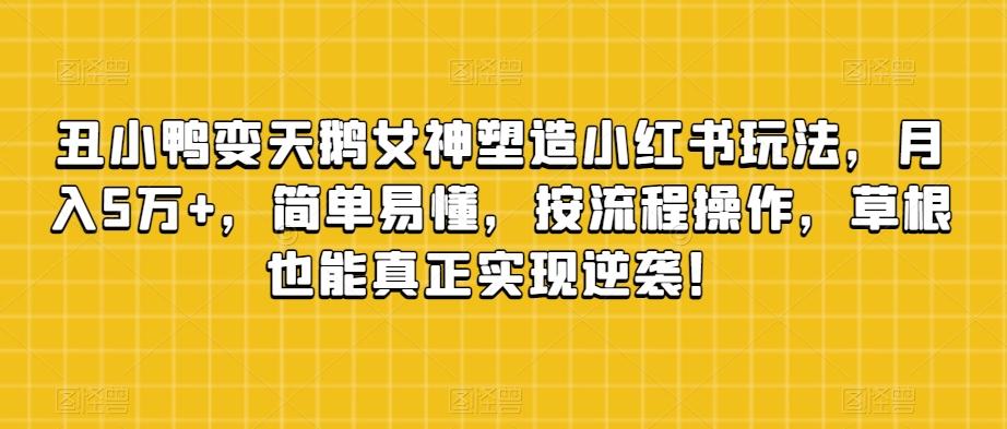 丑小鸭变天鹅女神塑造小红书玩法，月入5万+，简单易懂，按流程操作，草根也能真正实现逆袭！-情久项目网