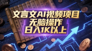文言文AI视频项目，无脑操作，日入1K以上-情久项目网