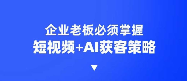 企业短视频AI获客霸屏流量课，6步短视频+AI突围法，3大霸屏抢客策略-情久项目网