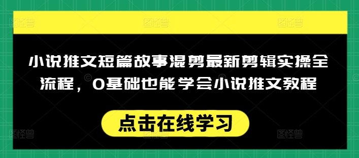 小说推文短篇故事混剪最新剪辑实操全流程，0基础也能学会小说推文教程，肯干多发日入多张-情久项目网