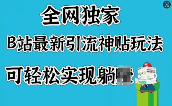 全网独家，B站最新引流神贴玩法，可轻松实现躺Z-情久项目网