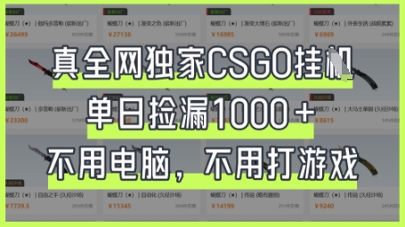 真全网独家CSGO挂G，单日捡漏1k+【揭秘】-情久项目网