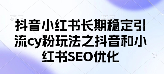抖音小红书长期稳定引流cy粉玩法之抖音和小红书SEO优化-情久项目网