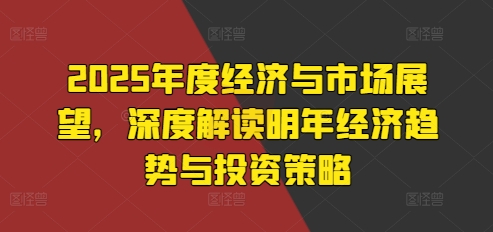 2025年度经济与市场展望，深度解读明年经济趋势与投资策略-情久项目网