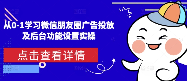 从0-1学习微信朋友圈广告投放及后台功能设置实操-情久项目网