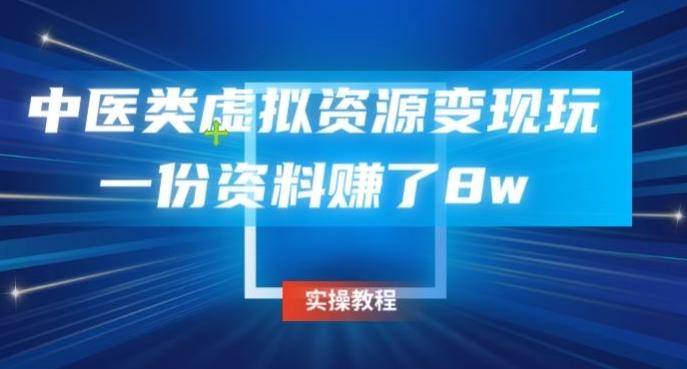 中医类虚拟资源变现玩法，一份资料赚了8w-情久项目网