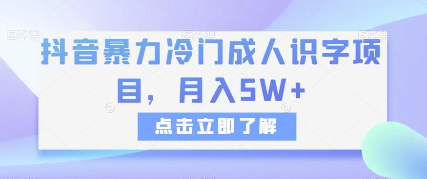 抖音暴力冷门成人识字项目，月入5W+【揭秘】-情久项目网