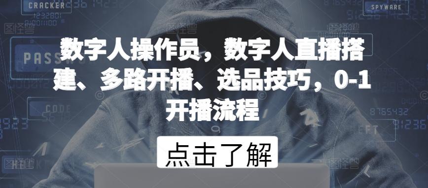 数字人操作员，数字人直播搭建、多路开播、选品技巧，0-1开播流程-情久项目网