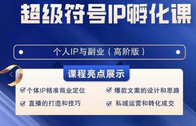 超级符号IP孵化高阶课，建立流量思维底层逻辑，打造属于自己IP（51节课）-情久项目网