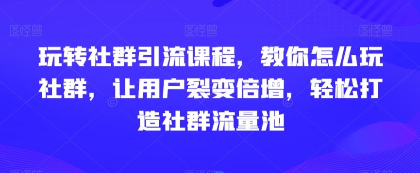 玩转社群引流课程，教你怎么玩社群，让用户裂变倍增，轻松打造社群流量池-情久项目网