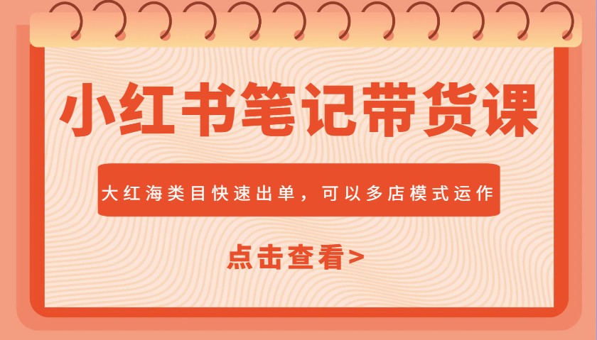小红书笔记带货课，大红海类目快速出单，市场大，可以多店模式运作(更新)-情久项目网