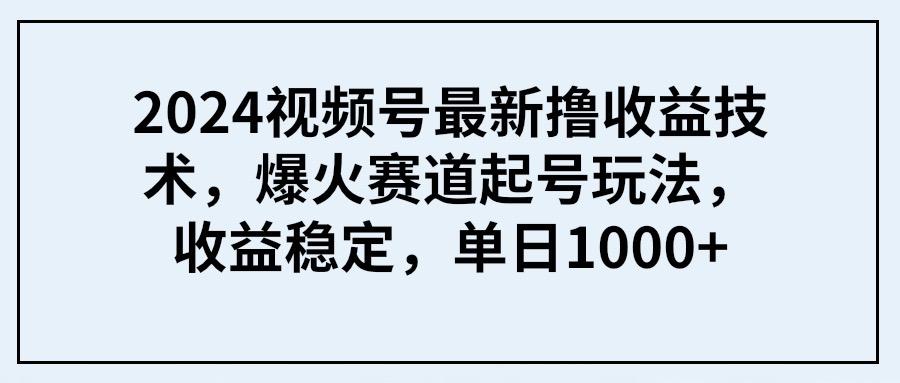 (9651期) 2024视频号最新撸收益技术，爆火赛道起号玩法，收益稳定，单日1000+-情久项目网