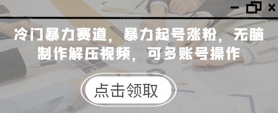 冷门暴力赛道，暴力起号涨粉，无脑制作解压视频，可多账号操作-情久项目网