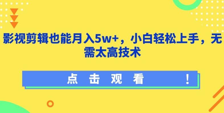 影视剪辑也能月入5w+，小白轻松上手，无需太高技术【揭秘】-情久项目网
