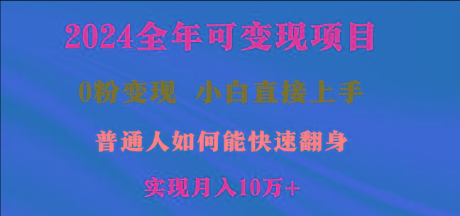 2024全年可变现项目，一天收益至少2000+，小白上手快，普通人就要利用互…-情久项目网