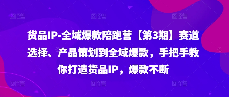 货品IP全域爆款陪跑营【第3期】赛道选择、产品策划到全域爆款，手把手教你打造货品IP，爆款不断-情久项目网