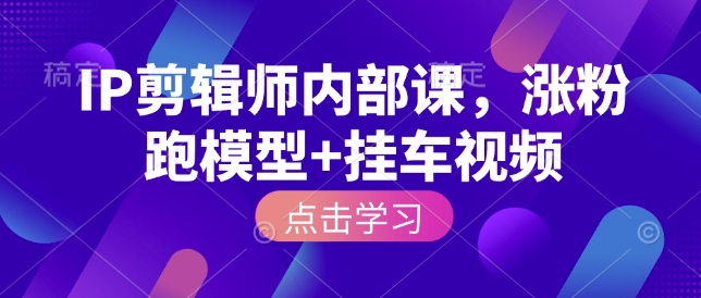 IP剪辑师内部课，涨粉跑模型+挂车视频-情久项目网