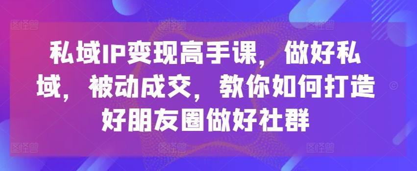 私域IP变现高手课，做好私域，被动成交，教你如何打造好朋友圈做好社群-情久项目网
