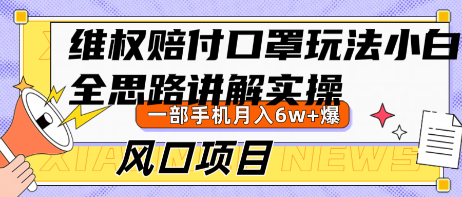 维权赔付口罩玩法，小白也能月入6w+，风口项目实操-情久项目网