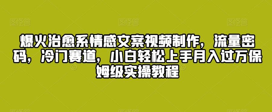 爆火治愈系情感文案视频制作，流量密码，冷门赛道，小白轻松上手月入过万保姆级实操教程【揭秘】-情久项目网