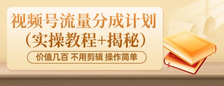 价值几百上千不用剪辑简单操作视频号流量分成计划（实操教程+揭秘）-情久项目网