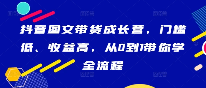 抖音图文带货成长营，门槛低、收益高，从0到1带你学全流程-情久项目网