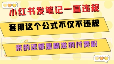 小红书发笔记一直违规，套用这个公式不仅不违规，来的还都是精准的付费粉-情久项目网