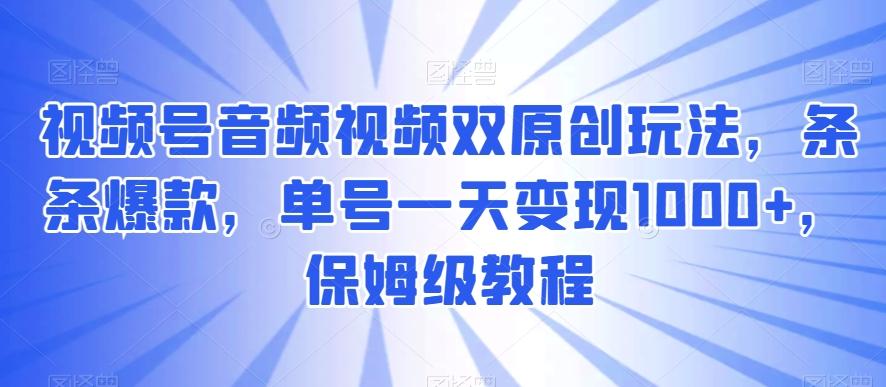 视频号音频视频双原创玩法，条条爆款，单号一天变现1000+，保姆级教程【揭秘】-情久项目网