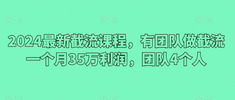 2024最新截流课程，有团队做截流一个月35万利润，团队4个人-情久项目网