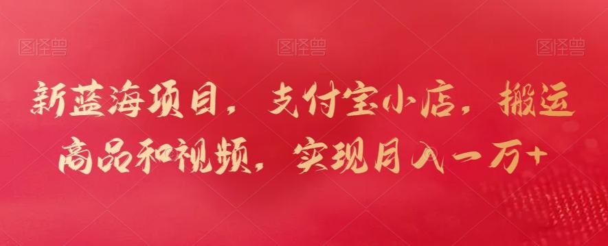 新蓝海项目，支付宝小店，搬运商品和视频，实现月入一万+【揭秘】-情久项目网