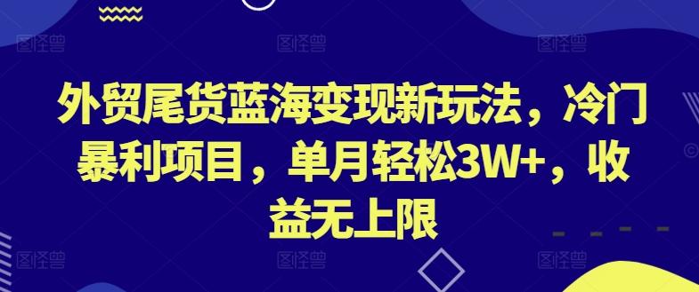 外贸尾货蓝海变现新玩法，冷门暴利项目，单月轻松3W+，收益无上限【揭秘】-情久项目网