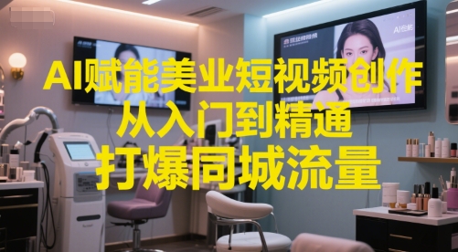 AI赋能美业短视频创作，从入门到精通，打爆同城流量，超级AI工具短视频实操落地-情久项目网
