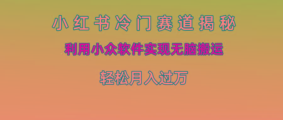 小红书冷门赛道揭秘,利用小众软件实现无脑搬运，轻松月入过万-情久项目网